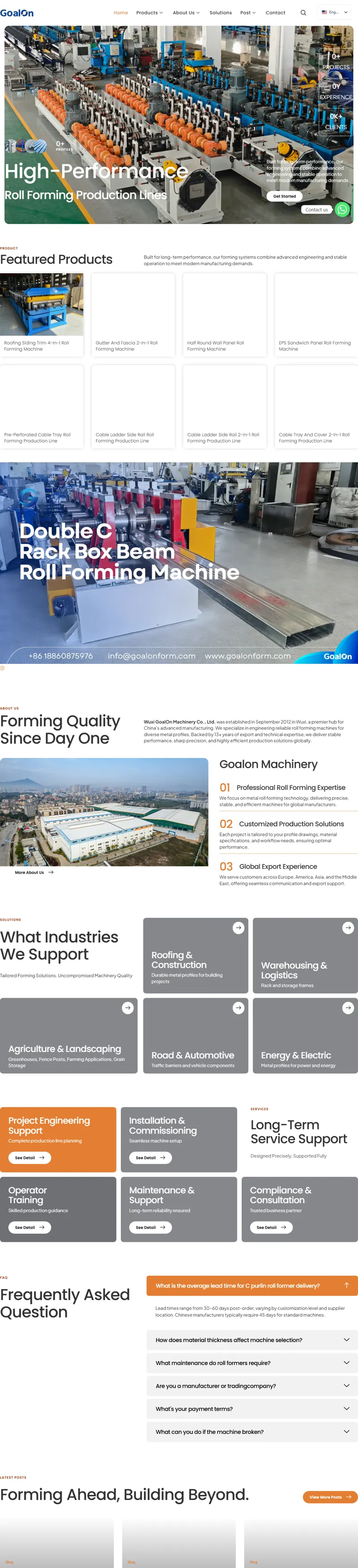 Custom Roll Forming Machine Manufacturer | GoalOn Machinery 网页长截图